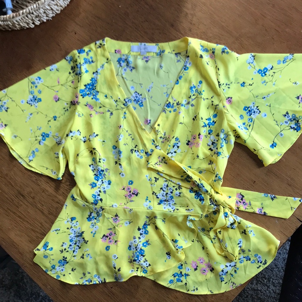 Loft floral wrap blouse